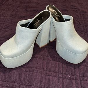 Simmi London Denim Platform Mules